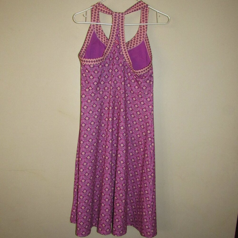 Prana Cali Pink Purple Printed Racerback Dress With Built In Shelf Padded Bra - Picture 3 of 5